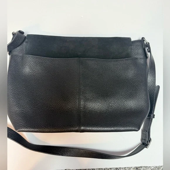 Treasure & Bond black peopled leather with suede flap closure crossbody bag - Picture 11 of 14